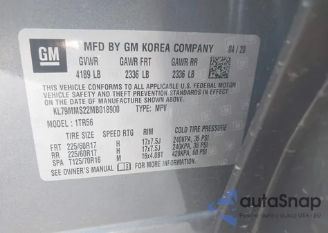 2021 Chevrolet Trailblazer Fwd Ls z USA, uszkodzony, nr VIN KL79MMS22MB018900